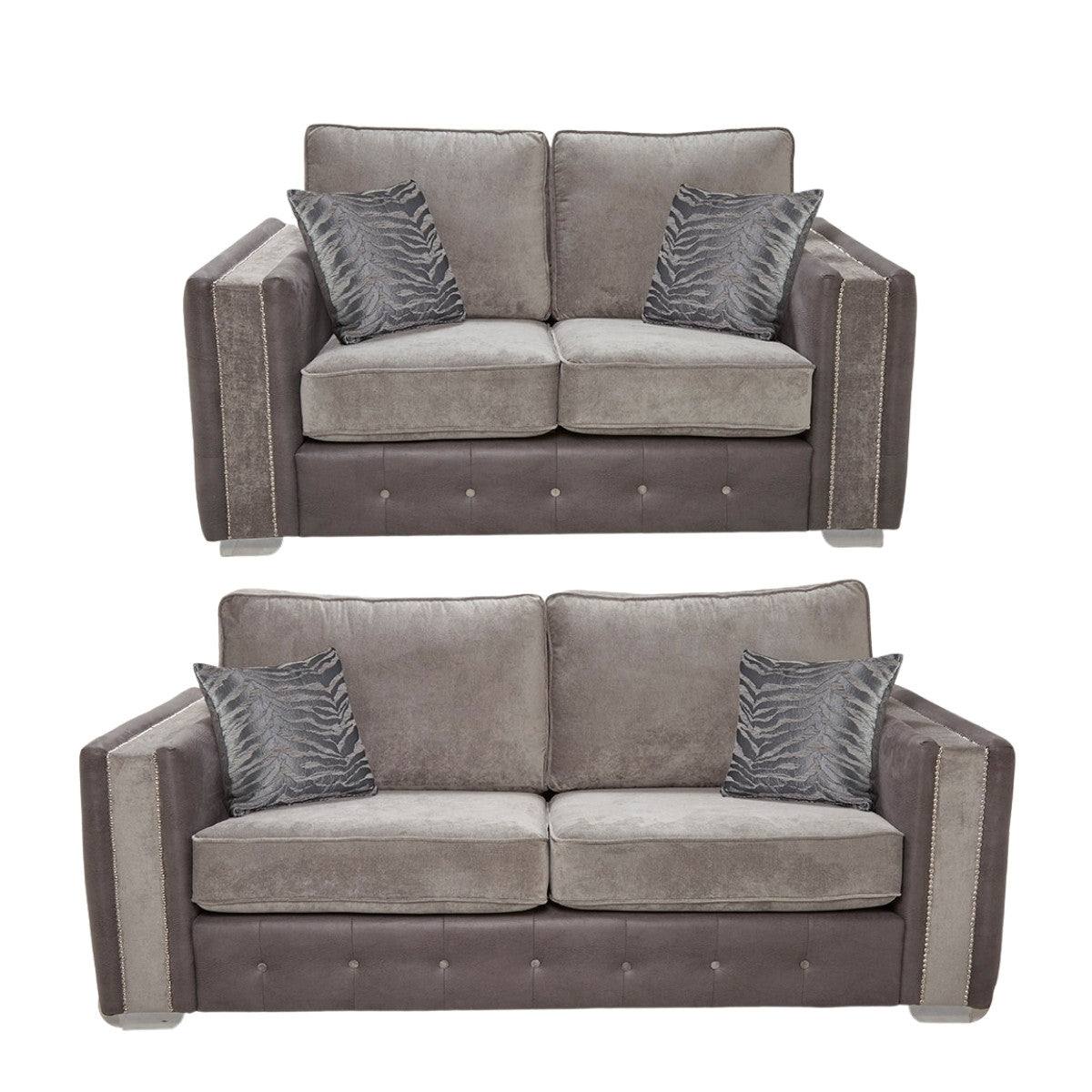 Glimmer Corner Sofa, Sofa Set, 3&2 Seaters in Grey Fabric - Bespoke - Furniture Network