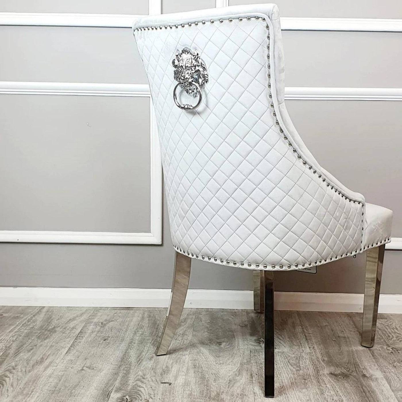 Bentley Dining Chair with Lion Knocker & Quilted Back - Furniture Network