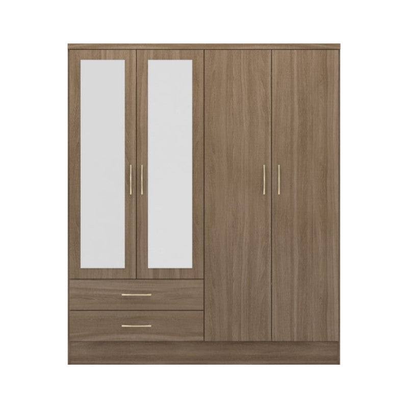 Nevada 4 Door 2 Drawer Mirrored Wardrobe - Furniture Network