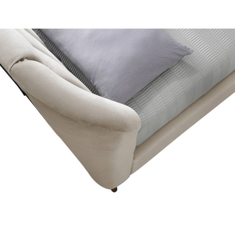 Elm Cream Velvet Fabric Bed - Queen, Double, King - Furniture Network