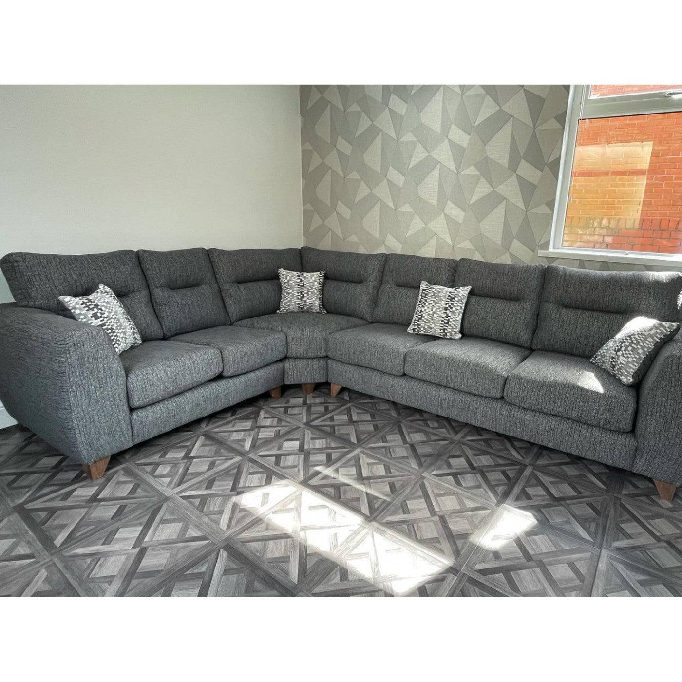 Bespoke Ashley Corner Sofa, Footstool, Armchair - Grey, Black, Silver - Furniture Network