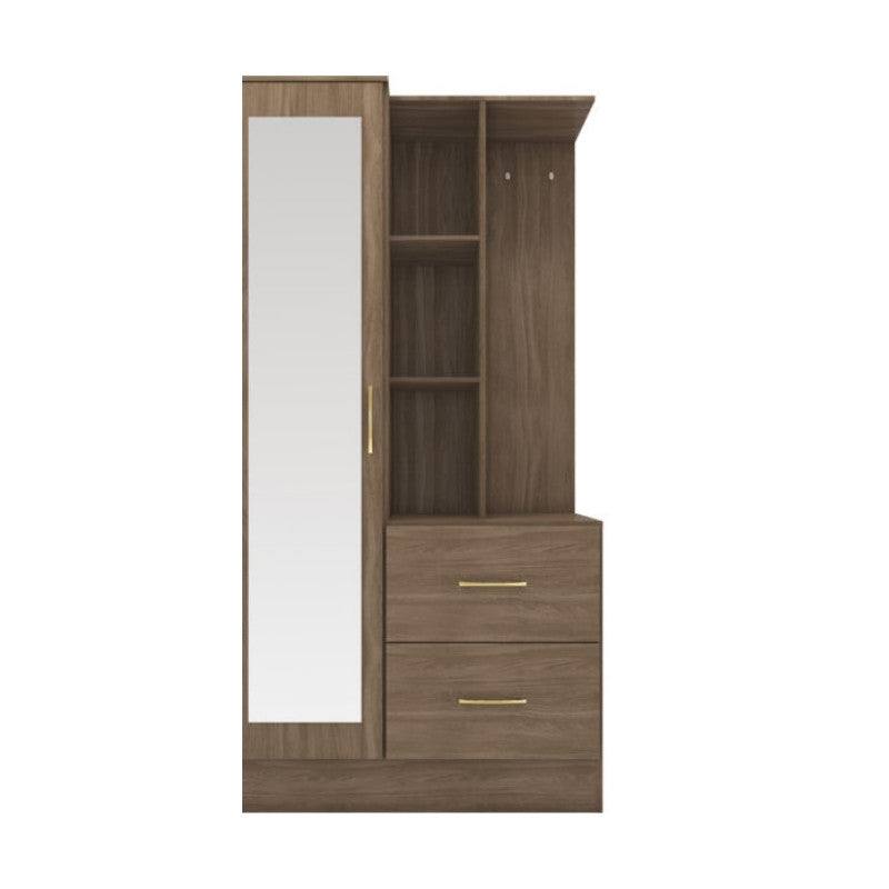 Nevada 1 Door Open Shelf Mirrored Wardrobe - Furniture Network