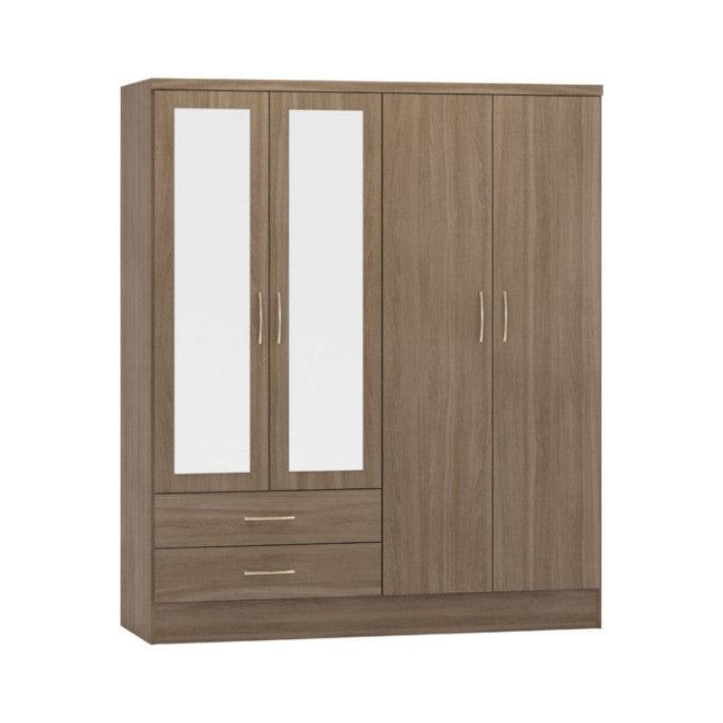 Nevada 4 Door 2 Drawer Mirrored Wardrobe - Furniture Network