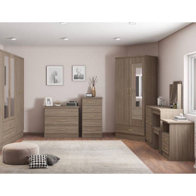 Nevada 2 Door 1 Drawer Mirrored Wardrobe - Furniture Network