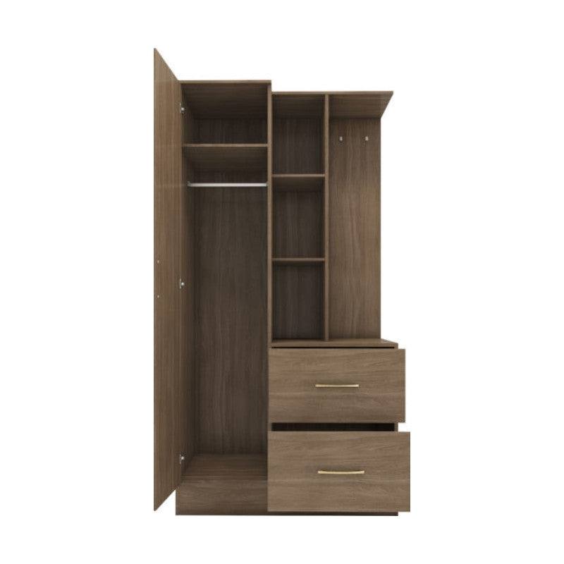 Nevada 1 Door Open Shelf Mirrored Wardrobe - Furniture Network