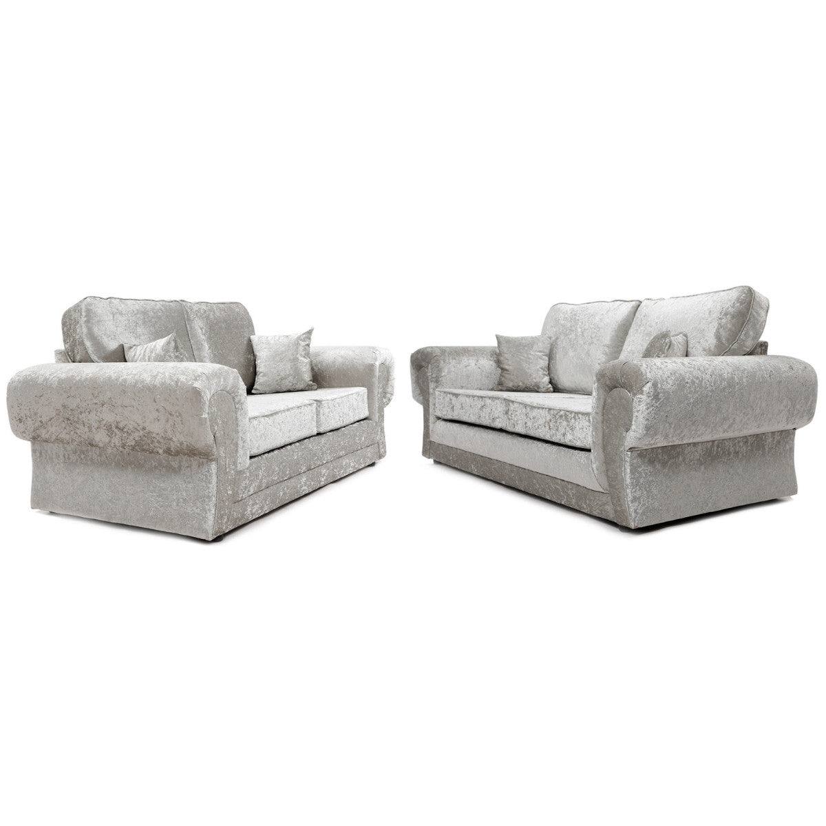 Tangent 3+2 Sofa Set in Black or Silver Crushed Velvet - Furniture Network