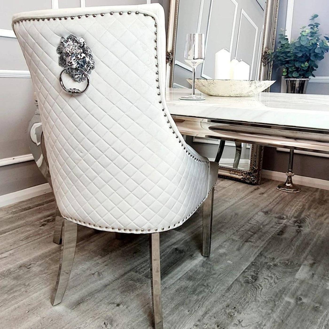 Bentley Dining Chair with Lion Knocker & Quilted Back - Furniture Network