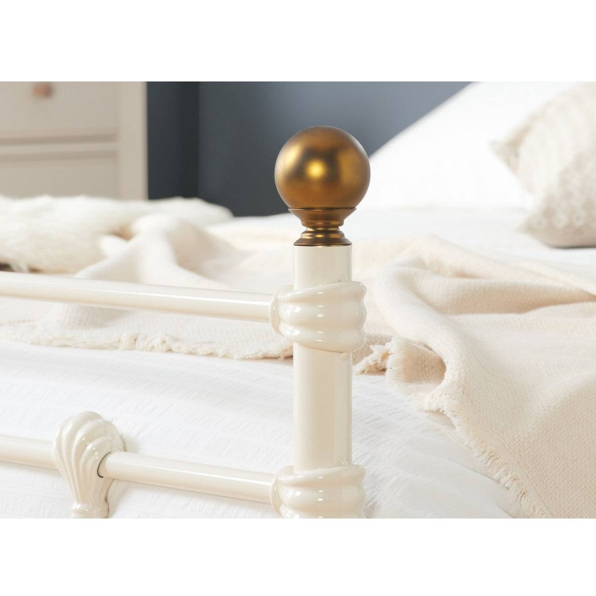 Atlas Cream Metal Bed - Single, Queen, Double - Furniture Network