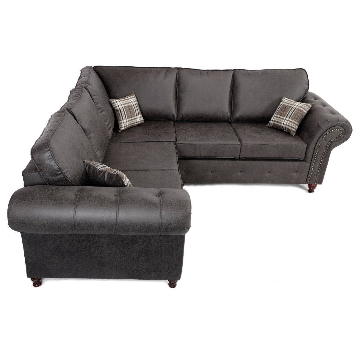 Oakland Leather Corner Sofa (Dark Brown) - Furniture Network