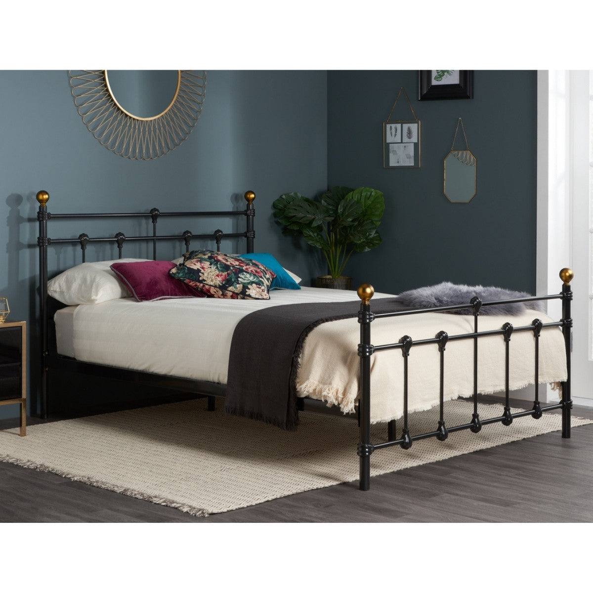 Atlas Black Metal Bed - Single, Queen, Double - Furniture Network