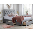 Woodbury Grey Velvet Fabric Storage Bed - Double, King, Super King - Furniture Network