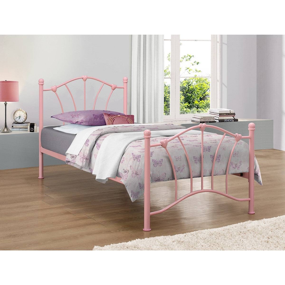 Sophia Pink or Cream Single Metal Bed - Furniture Network