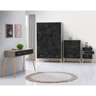 Nordic 3 Door 3 Drawer Wardrobe in Black - Furniture Network