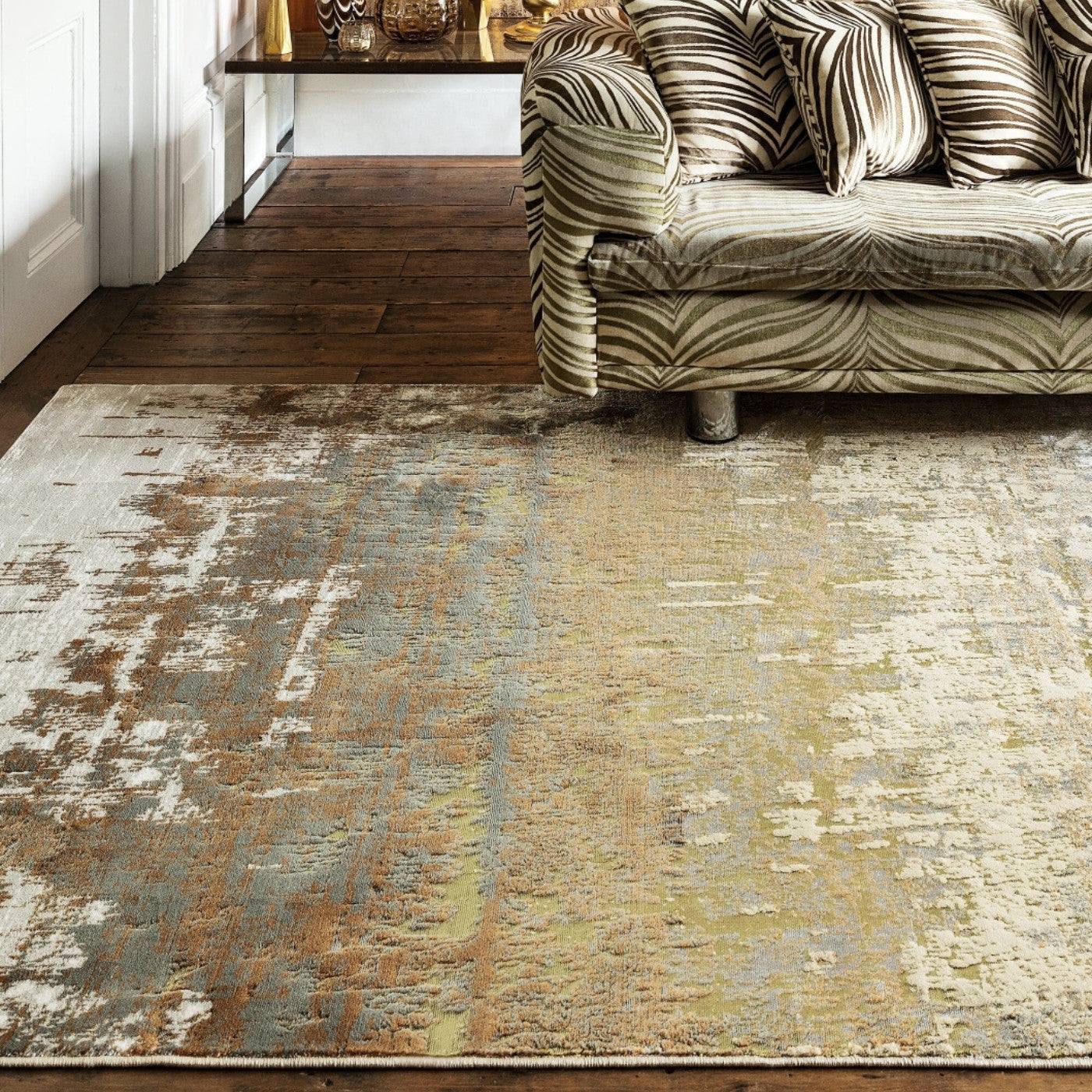 Aurora Dune Gold Metallic Rug - Abstract & Modern - Furniture Network