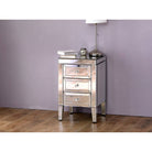 Valencia 3 Drawer Mirrored Glass Bedside - Furniture Network