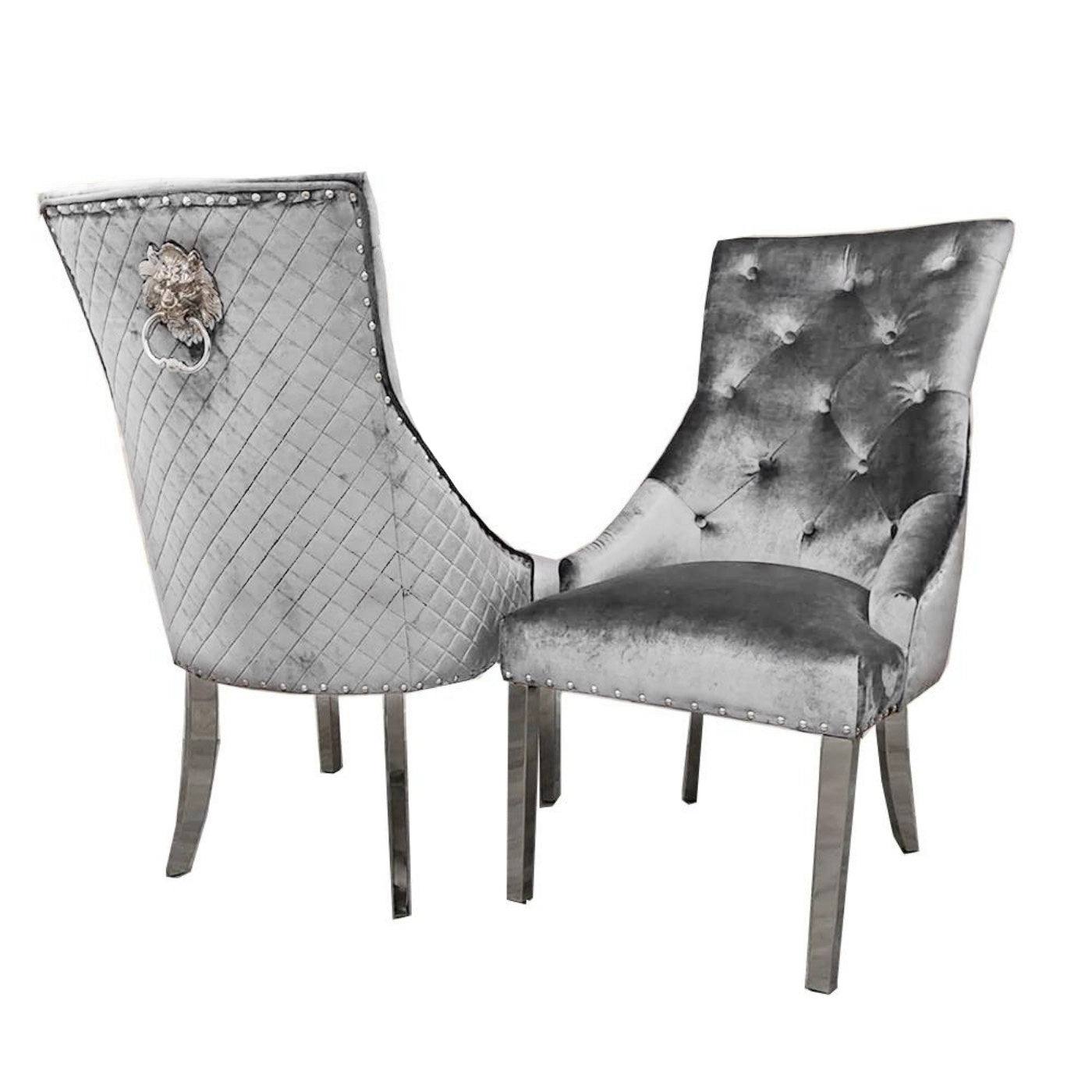 Bentley Dining Chair with Lion Knocker & Quilted Back - Furniture Network