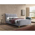 Clover Grey Velvet Fabric Bed - Queen, Double, King - Furniture Network