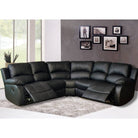 Valencia Recliner Corner Sofa in Black Leather - Furniture Network