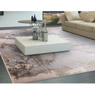 Aurora Etch Metallic Abstract Rug in Grey & Beige - Furniture Network