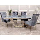 Arial Dining Set - Grey Glass table & 4 Bentley Grey Shimmer Chairs - Furniture Network