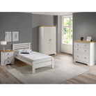 Toledo 2+2 Drawer Chest in White or Black with Oak Effect Top - Furniture Network