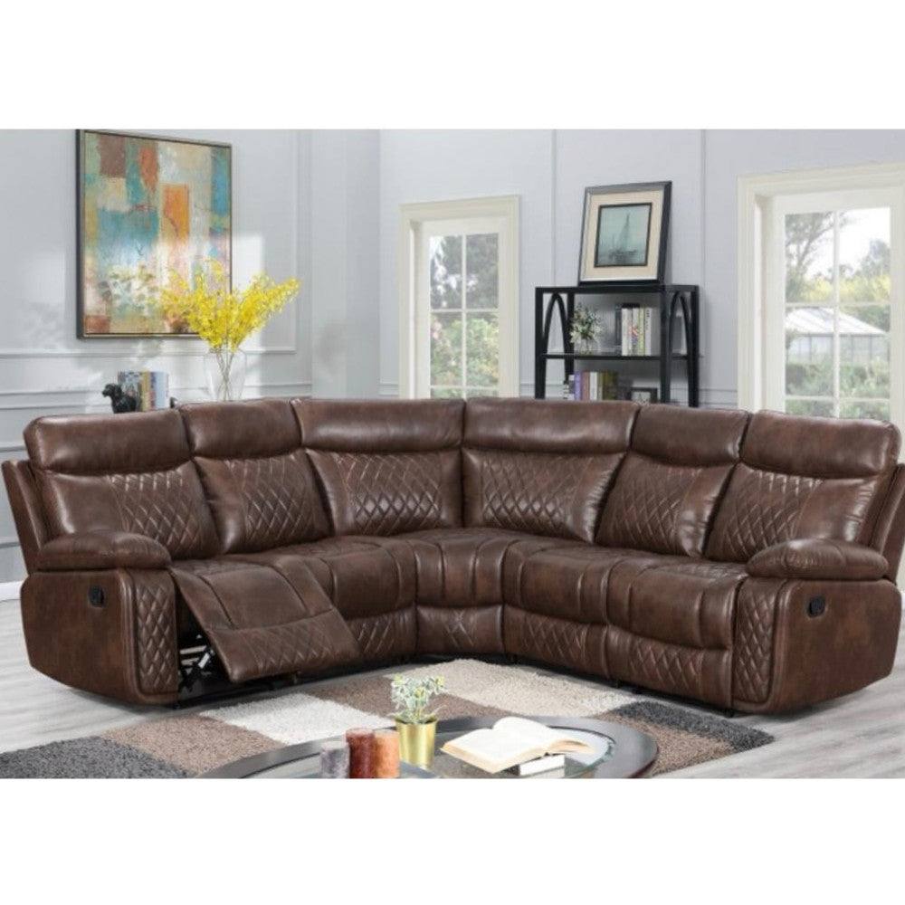 Atlanta Leather Recliner Corner Sofa, Grey or Brown - Furniture Network