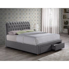 Valentino 2 Drawer Grey Fabric Bed - Double, King - Furniture Network