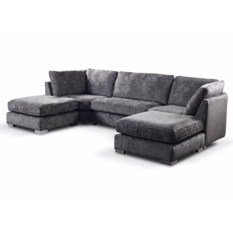 Bishop U-shape Sofa Full Back Grey - Furniture Network