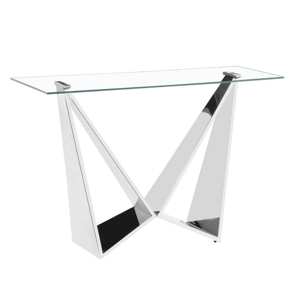 Konya Silver Clear Glass Console Table - Furniture Network