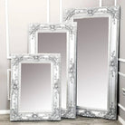 Roma Bevel Mirror in Silver Ornate Design - Small, Medium, Large - Furniture Network