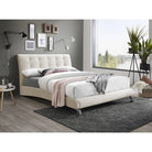 Hemlock Cream Velvet Fabric Bed - Queen, Double, King - Furniture Network