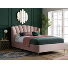 Lottie Pink Velvet Fabric Ottoman Storage Bed - Double, King - Furniture Network