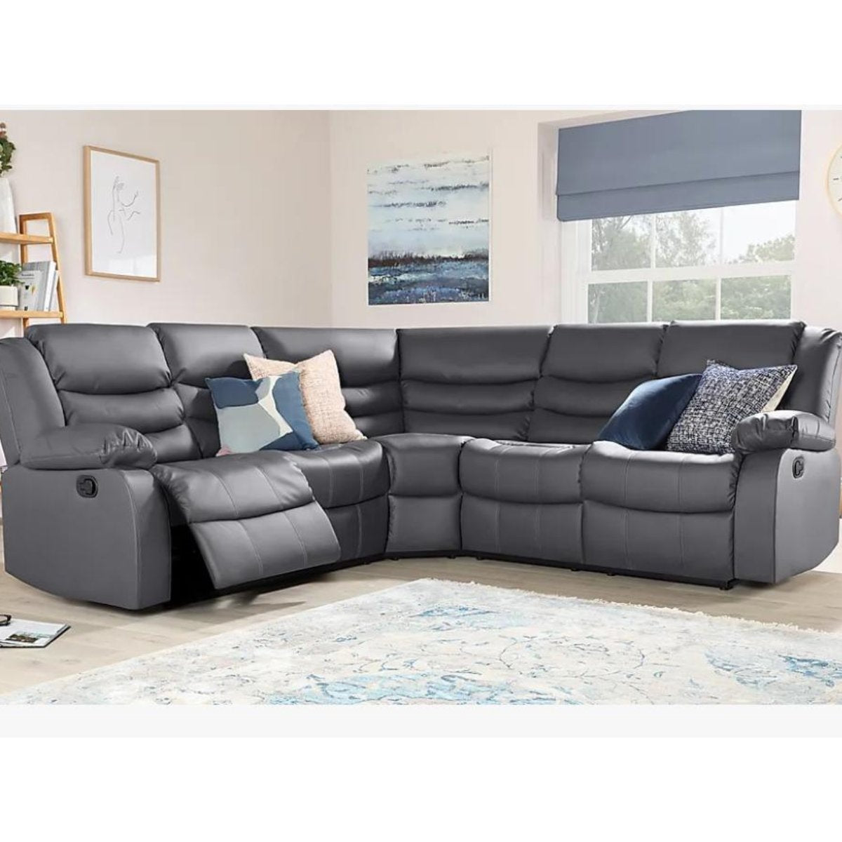 Roma Corner Recliner Sofa in Grey Fabric - Furniture Network