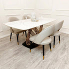 Orion Gold Dining Table with Polar White Sintered Stone Top - Furniture Network