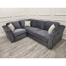 Lincoln 4 Seater Modular Corner Sofa, Grey, Black, or Blue Velvet - Furniture Network