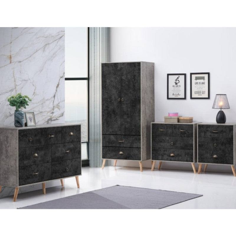 Nordic 2 Door 2 Drawer Wardrobe in Black - Furniture Network