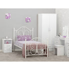 Annabel White Butterfly Metal Bed - Single, Double - Furniture Network