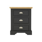 Toledo 3 Drawer Bedside in White or Black with Oak Effect Top - Furniture Network