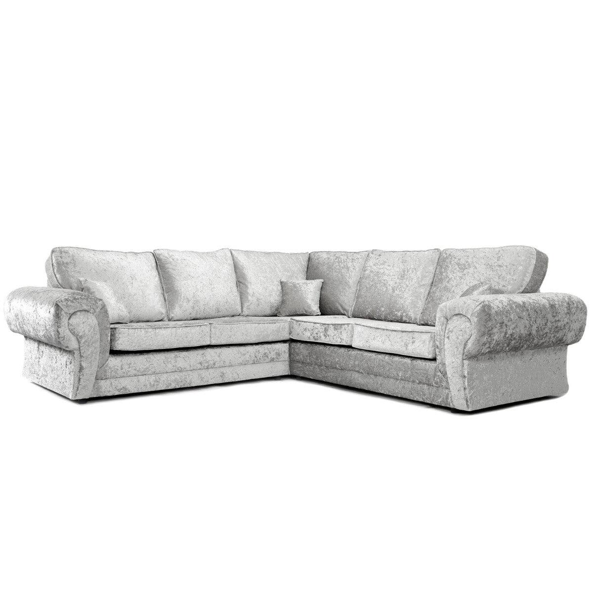 Tangent Corner Sofa in Black or Silver Crushed Velvet - Furniture Network