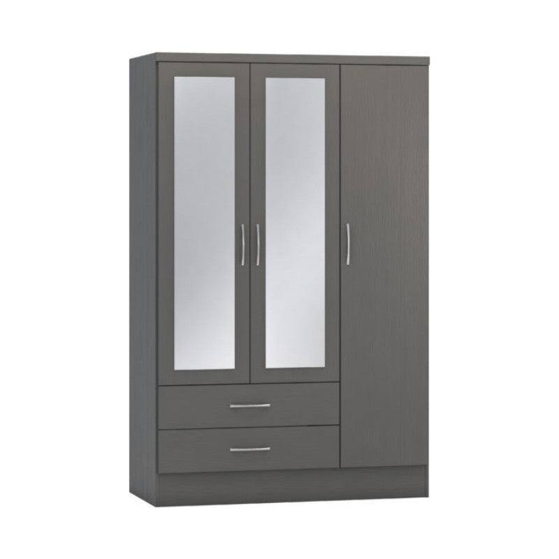 Nevada 3 Door 2 Drawer Mirrored Wardrobe - Furniture Network