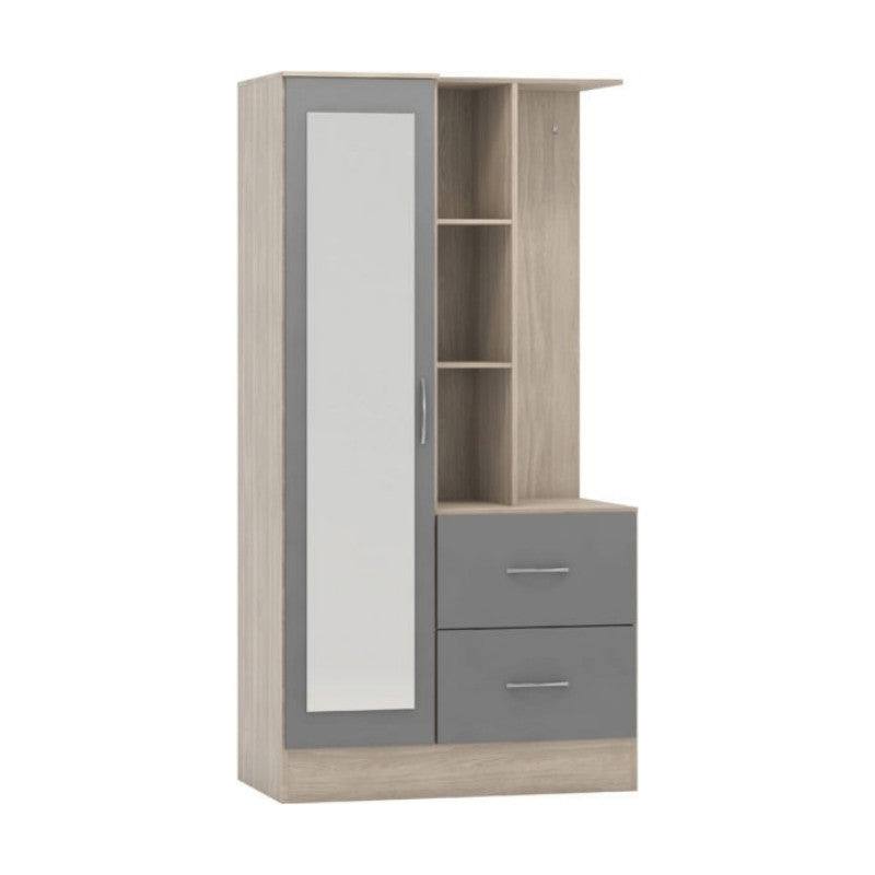 Nevada 1 Door Open Shelf Mirrored Wardrobe - Furniture Network