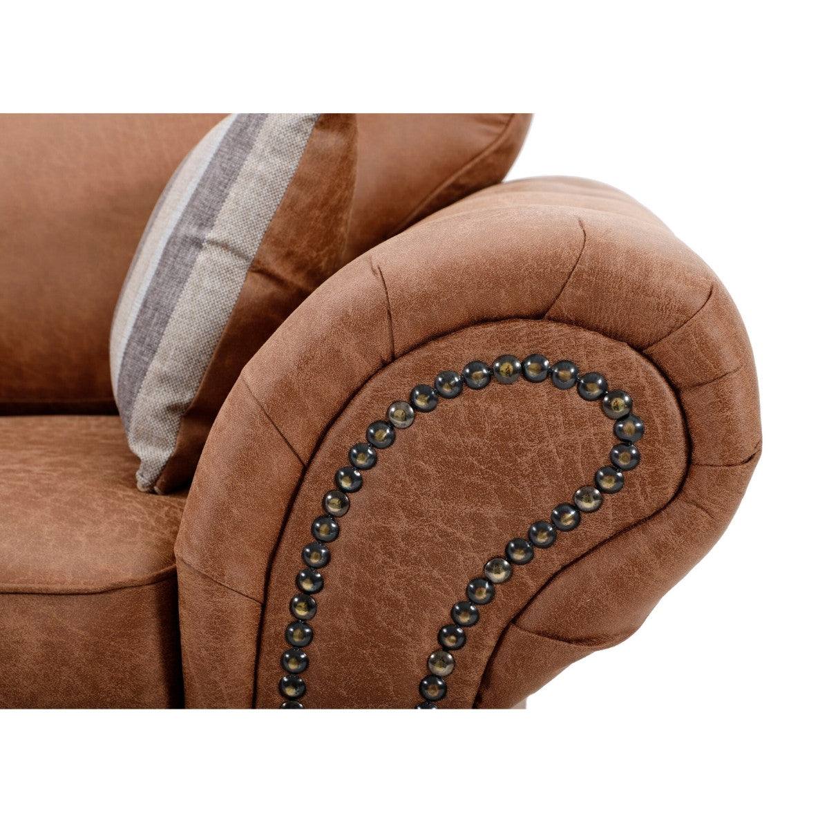 Oakland Leather Corner Sofa (Tan) - Furniture Network