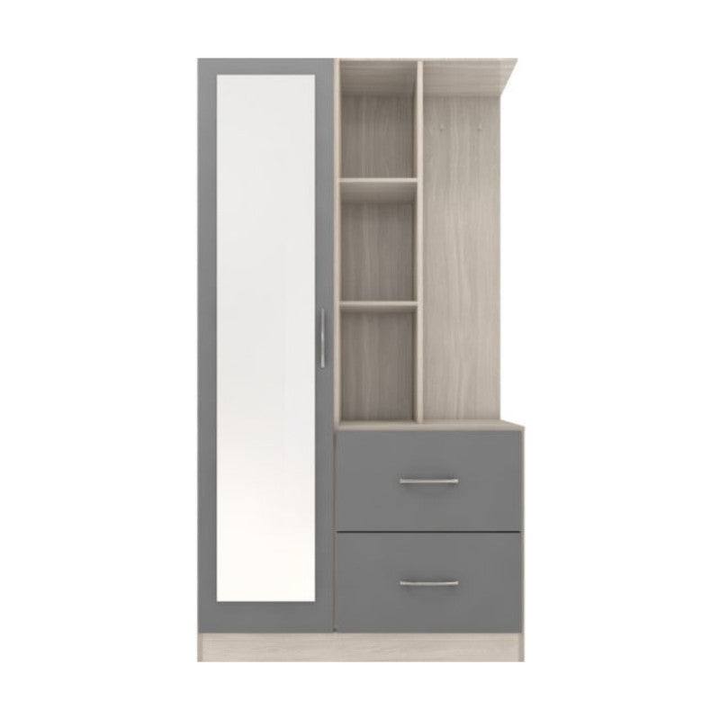 Nevada 1 Door Open Shelf Mirrored Wardrobe - Furniture Network