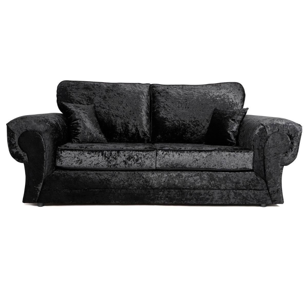 Tangent 3+2 Sofa Set in Black or Silver Crushed Velvet - Furniture Network