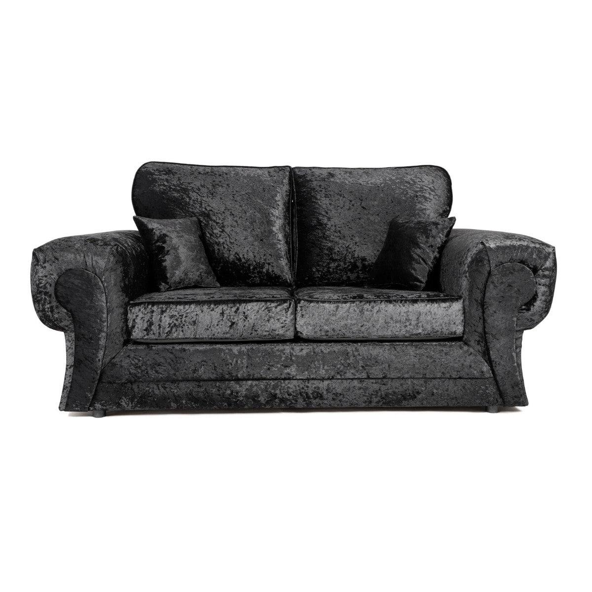 Tangent 3+2 Sofa Set in Black or Silver Crushed Velvet - Furniture Network