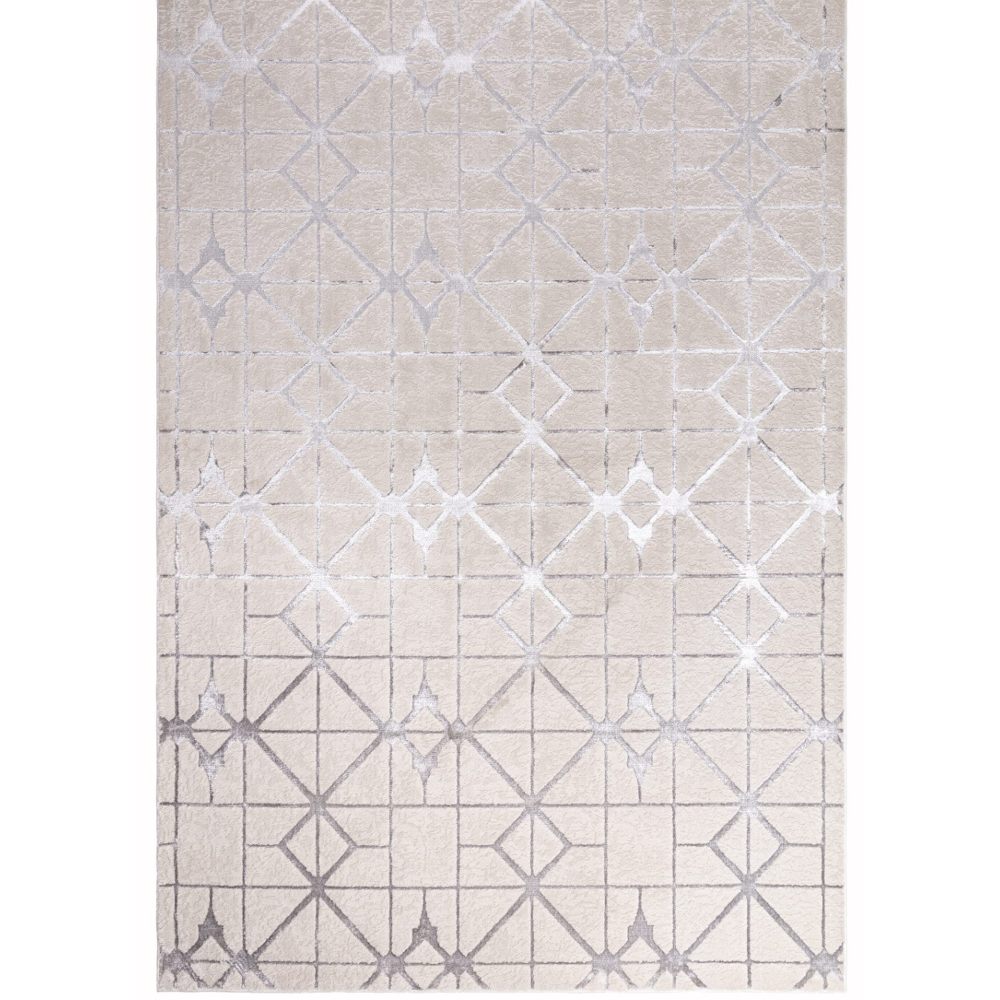 Aurora Lattice Cream & Silver Rug - Abstract & Geometric - Furniture Network