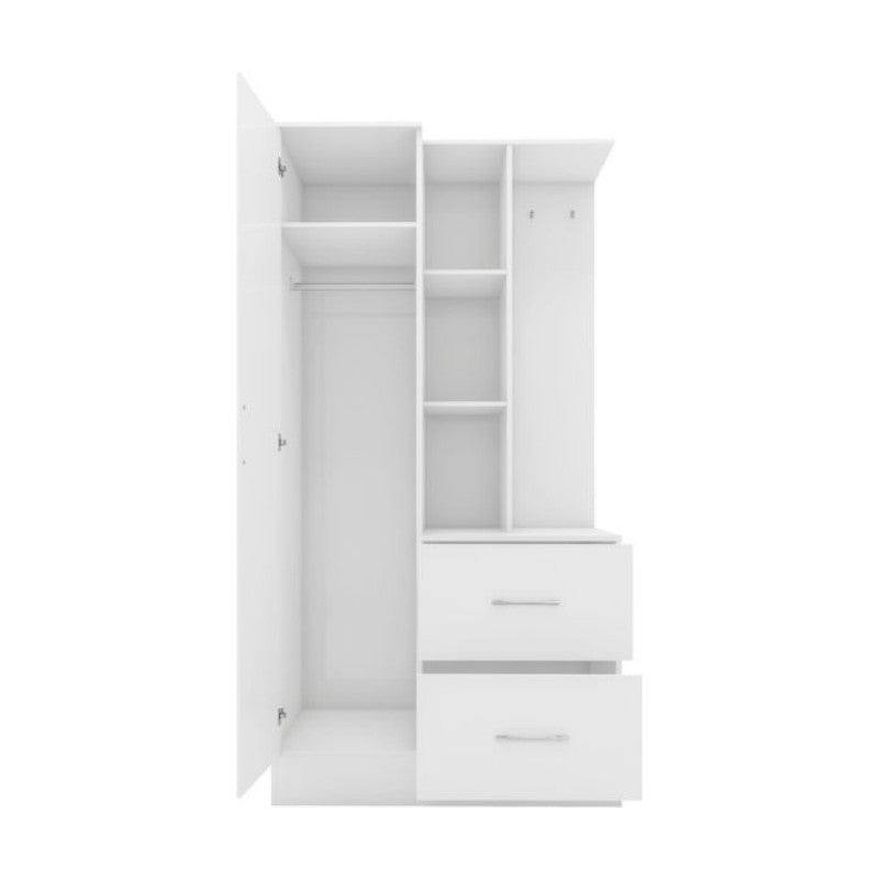 Nevada 1 Door Open Shelf Mirrored Wardrobe - Furniture Network