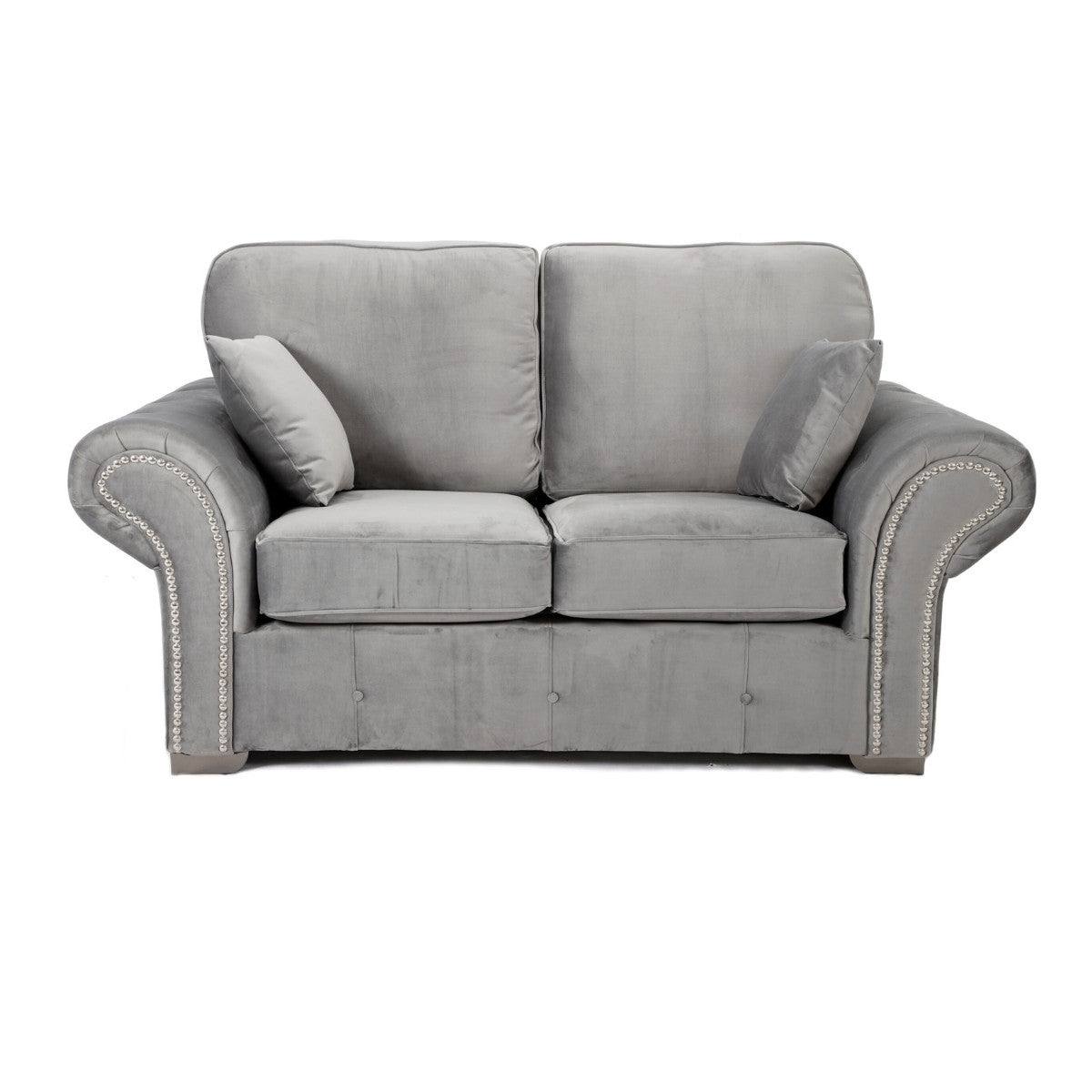 Oakland Full Back 3+2 Sofa Set in Grey Velvet - Furniture Network