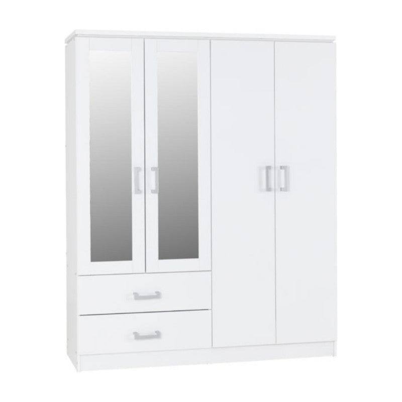 Charles 4 Door Mirrored Wardrobe - Furniture Network