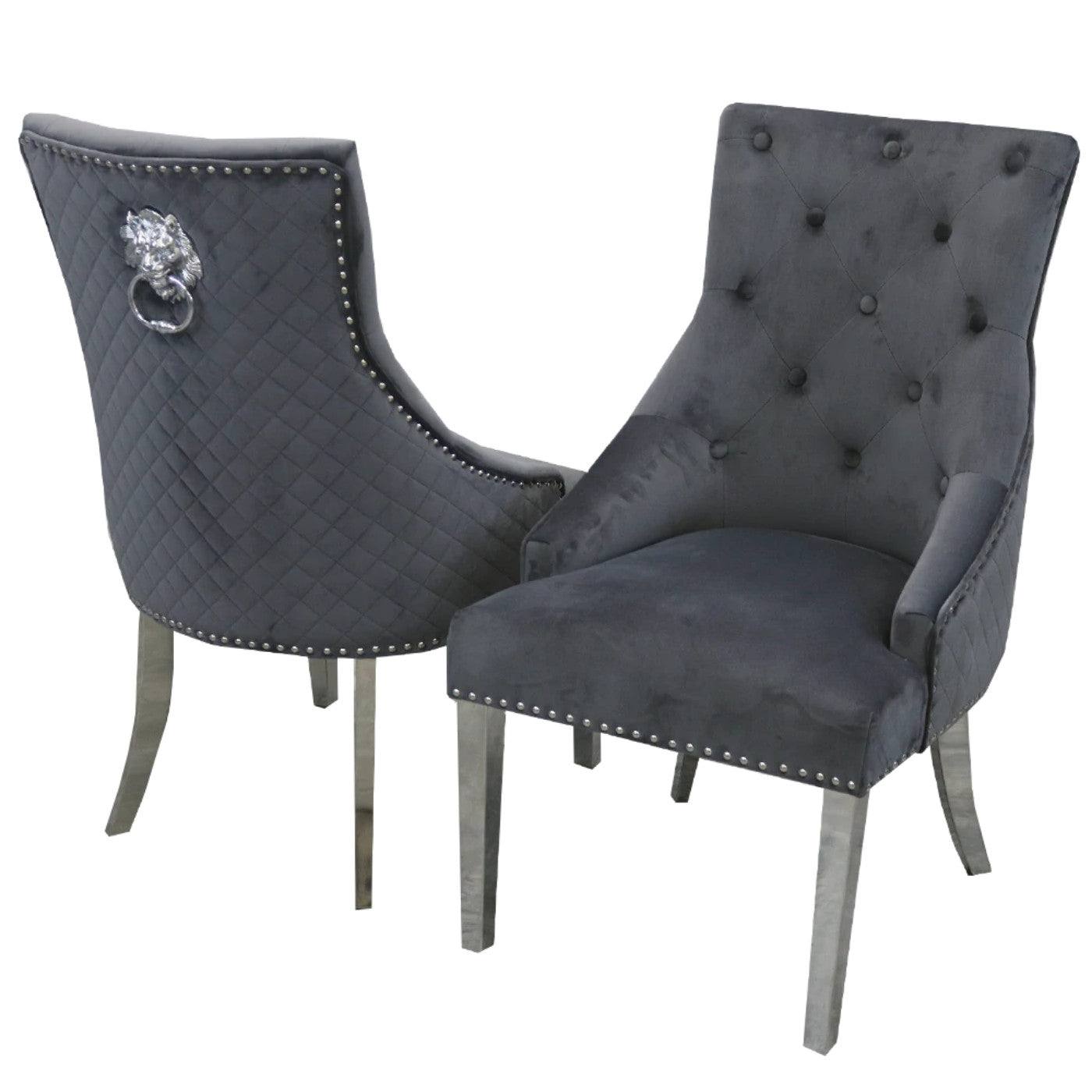 Bentley Dining Chair with Lion Knocker & Quilted Back - Furniture Network